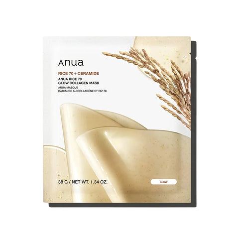 ANUA  RICE 70+CERAMIDE GLOW COLLAGEN MASK 38G