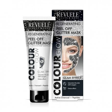 REV PEEL OFF GLITTER MASK BLACK 80ML
