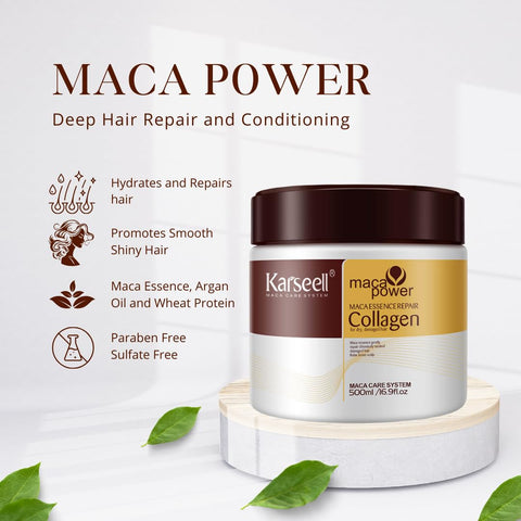 Karseell Maca Essence Repair Collagen Hair Mask For Dry and Damaged Hair, 500ml