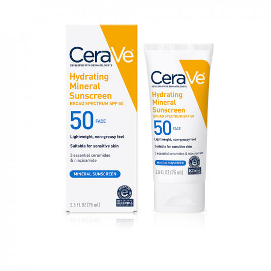 CeraVe Hydrating Mineral Face Sunscreen SPF 50 75ML