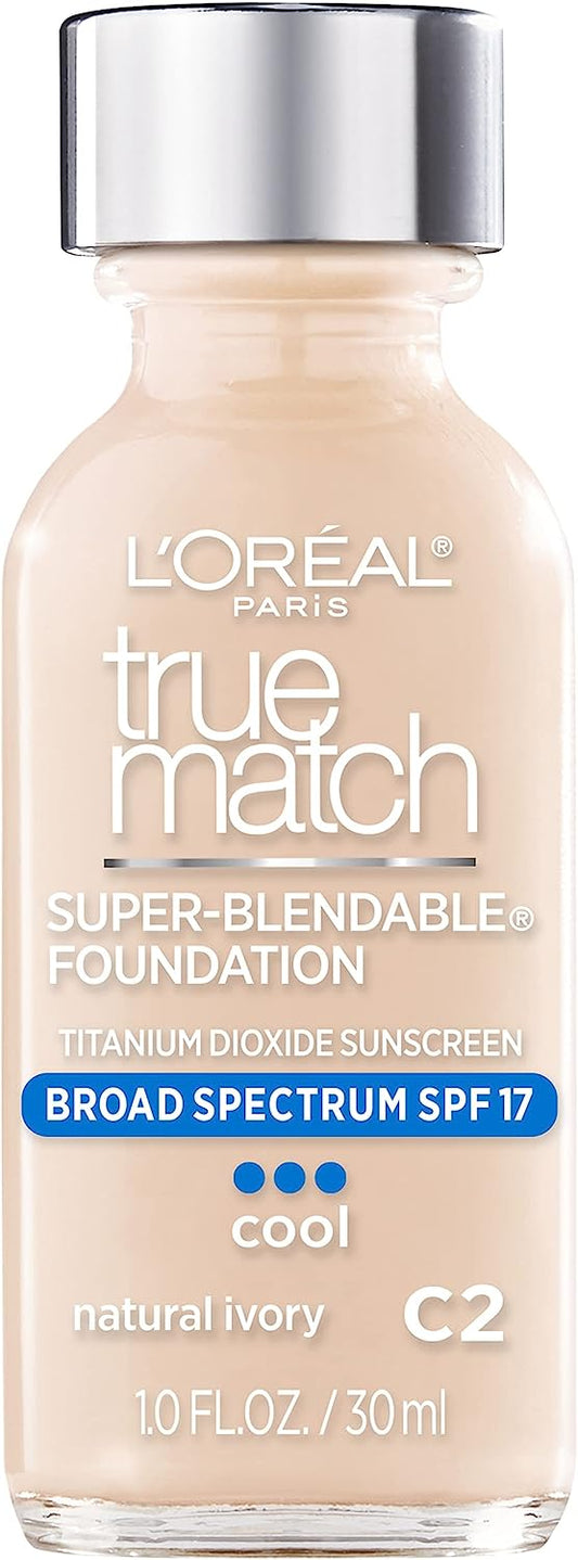 L'Oreal Paris Makeup True Match Super-Blendable Liquid Foundation, Natural Ivory C2 30ML