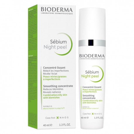 Bioderma Sebium Night Peel Smoothing Concentrate Gel For Combination To Oily Skin 40mll